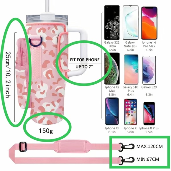 New Tumbler Sleeve with Adjustable Strap & Attached Zippered Pouch - Picture 8 of 16